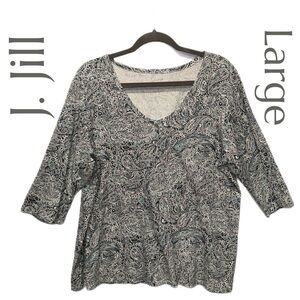 J. Jill - Pure Jill - Printed Soft Paisley V-Neck - Size Large